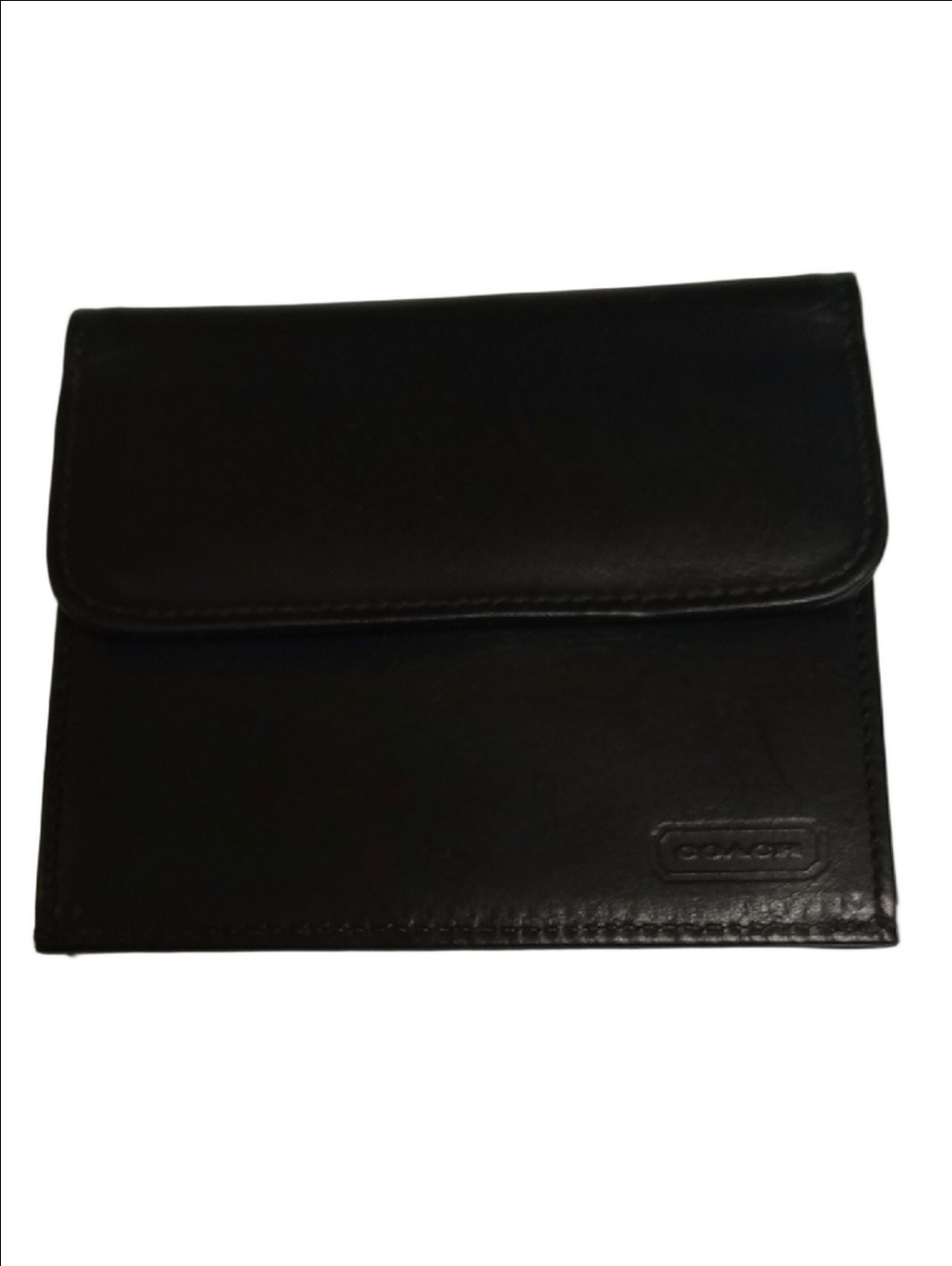COACH BLACK VINTAGE 1970's GENUINE LEATHER CARD HOLDER SNAP ON MINI WALLET - Picture 3 of 11
